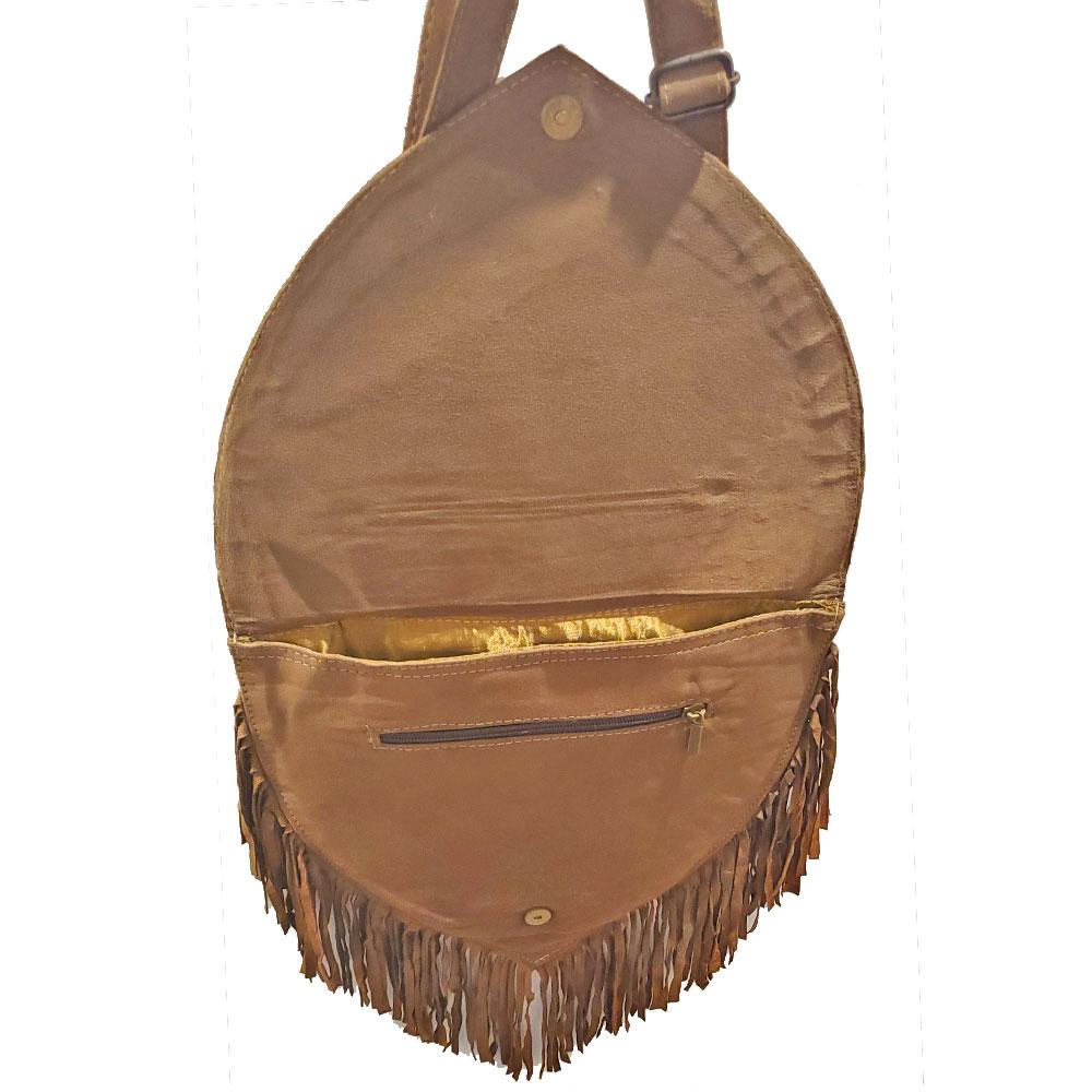 Kashida Embroidered Suede Fringe Shoulder Bag