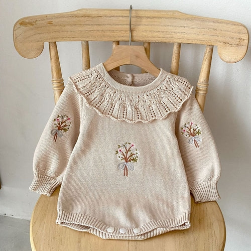 Embroidered Blossom Baby Sweater