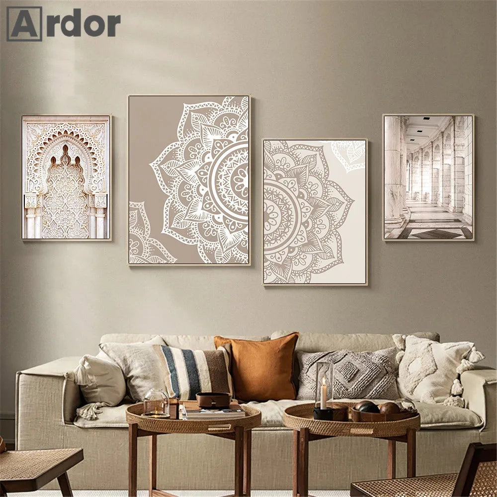 Islamic Floral Geometric Canvas Collection (Unframed)