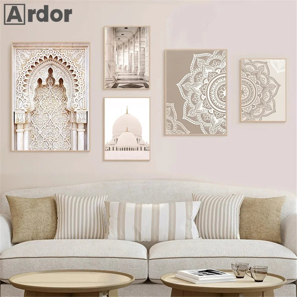 Islamic Floral Geometric Canvas Collection (Unframed)