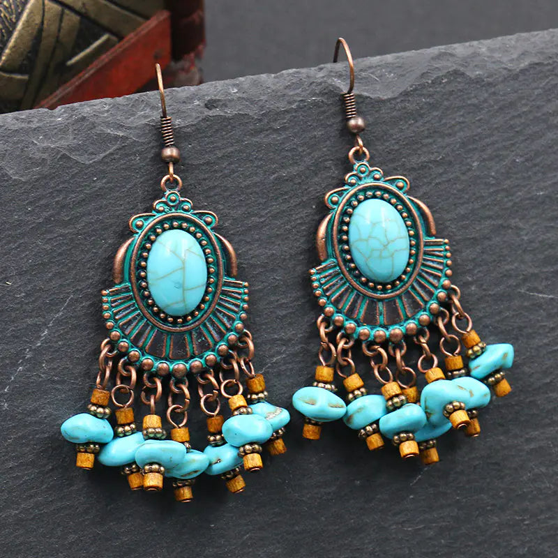 Wanderlust Teal Tassel Earrings