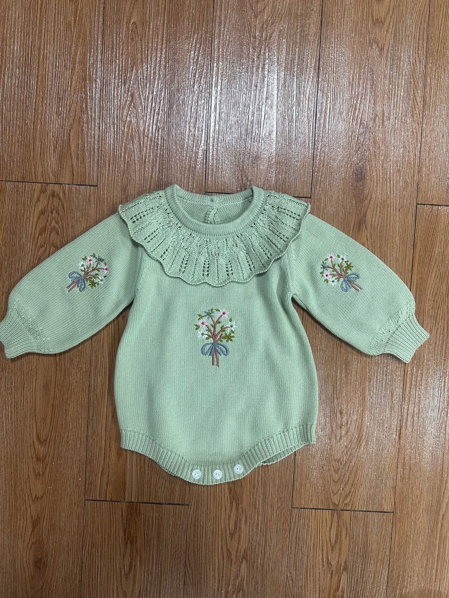 Embroidered Blossom Baby Sweater