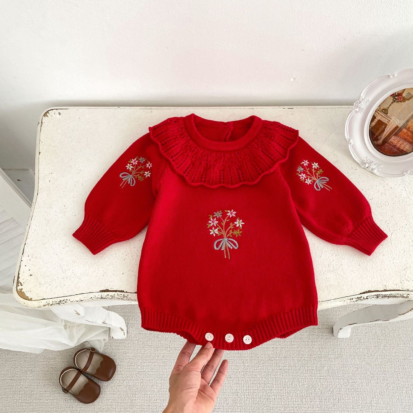 Embroidered Blossom Baby Sweater