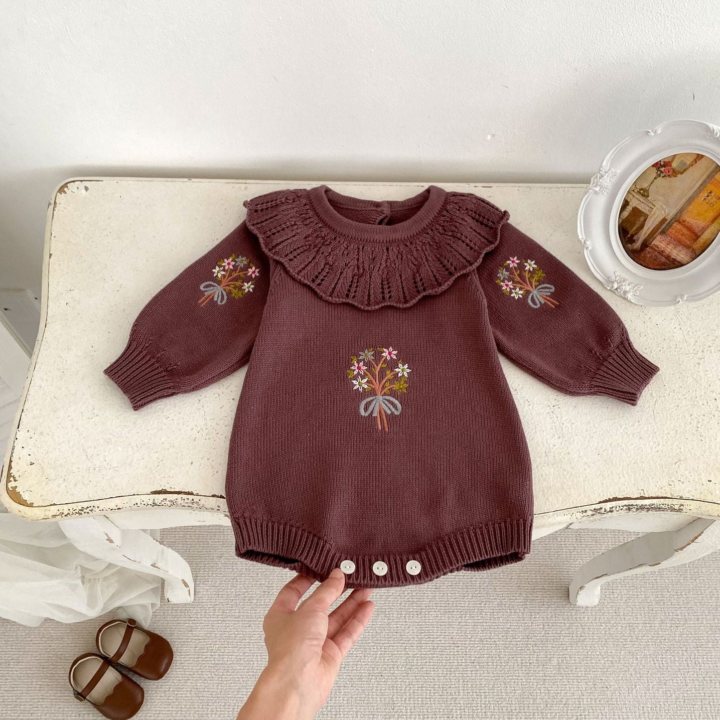 Embroidered Blossom Baby Sweater