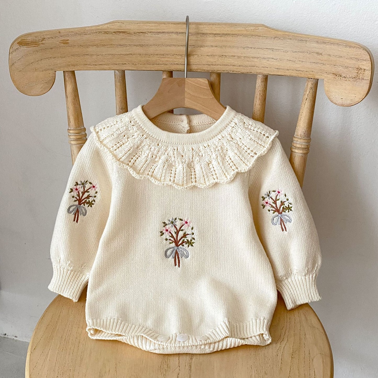 Embroidered Blossom Baby Sweater