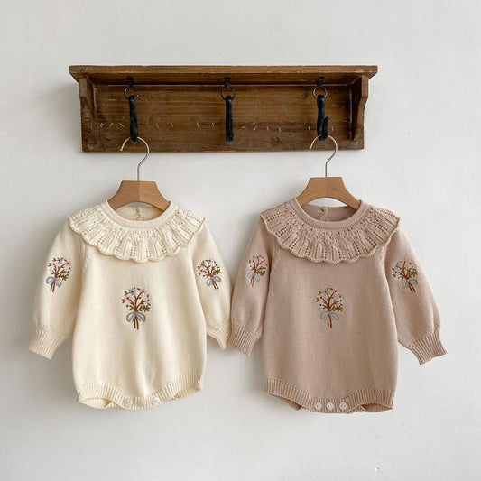 Embroidered Blossom Baby Sweater